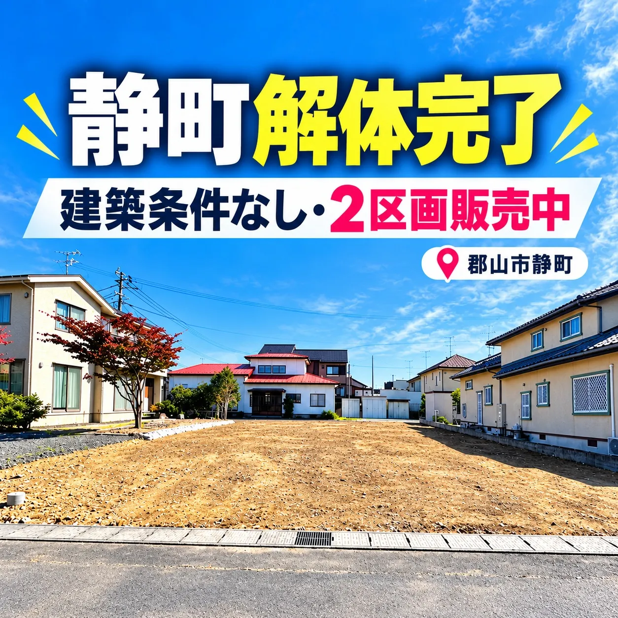 【郡山市静町】古家の解体が完了!きれいな更地になりました